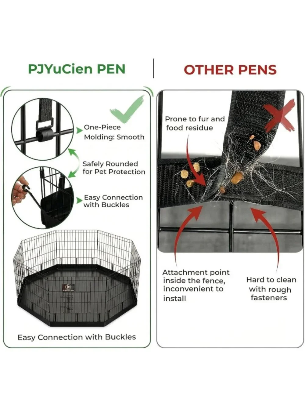 Octagonal Dog Playpen with Bottom Pad - Foldable Metal Exercise Pen, 8 Panels